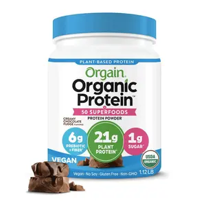 Bột Protein Thực Vật & Superfoods Hữu Cơ Hương Socola, Organic Plant-Based Protein & Superfoods Powder, Creamy Chocolate Fudge, 1.12 lbs (510g) - ORGAIN